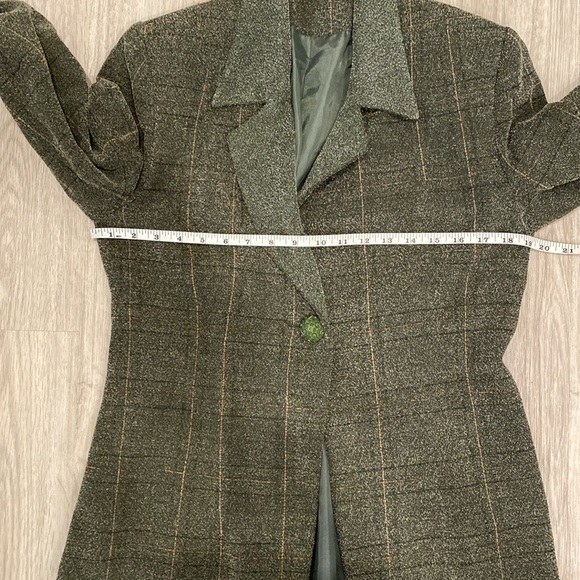 VINTAGE Olive Green and Beige Sleeveless Dress and Blazer Set | Modern US Size S - Picture 10 of 13